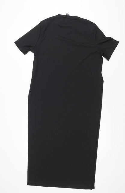 SHEIN Women’s Black T-Shirt Midi Dress Size 16 Stretch Jersey