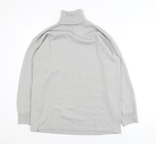 Signature Classic Women's Grey Roll Neck Wool Blend Jumper Size L