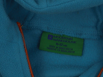 Mountain Warehouse Boys Blue Fleece 1/4 Zip Hooded Jacket 11-12 Years