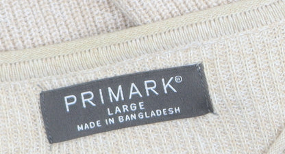 Primark Women's Beige Cotton Knit Pullover Jumper Size L