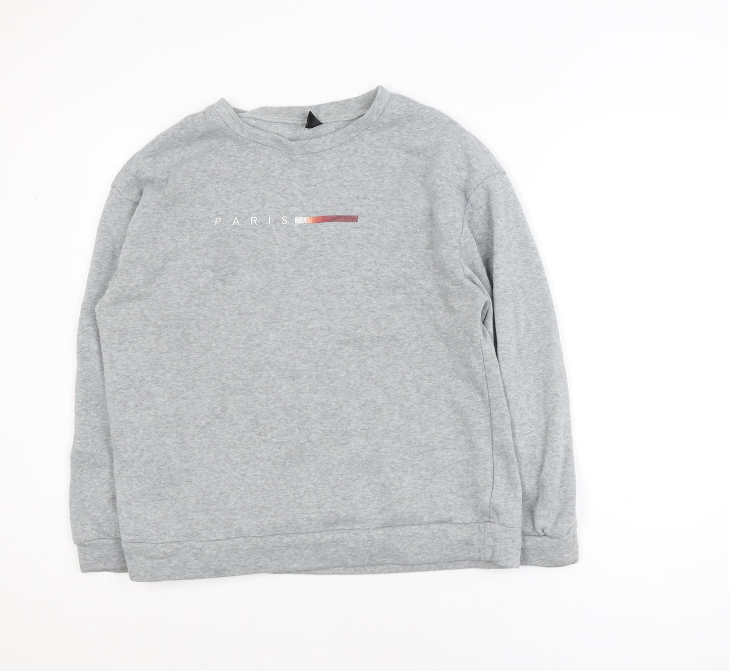 SHEIN Men's Grey Paris Graphic Pullover Sweatshirt M