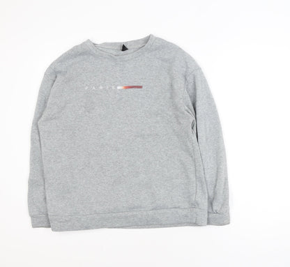 SHEIN Men's Grey Paris Graphic Pullover Sweatshirt M
