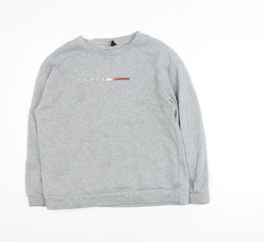SHEIN Men's Grey Paris Graphic Pullover Sweatshirt M