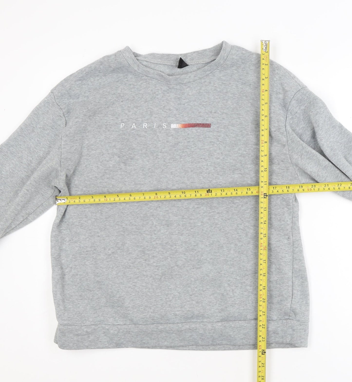 SHEIN Men's Grey Paris Graphic Pullover Sweatshirt M