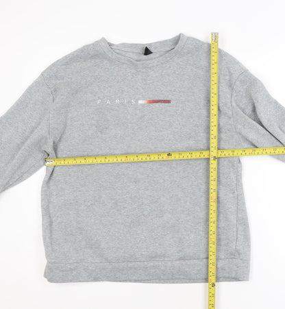 SHEIN Men's Grey Paris Graphic Pullover Sweatshirt M
