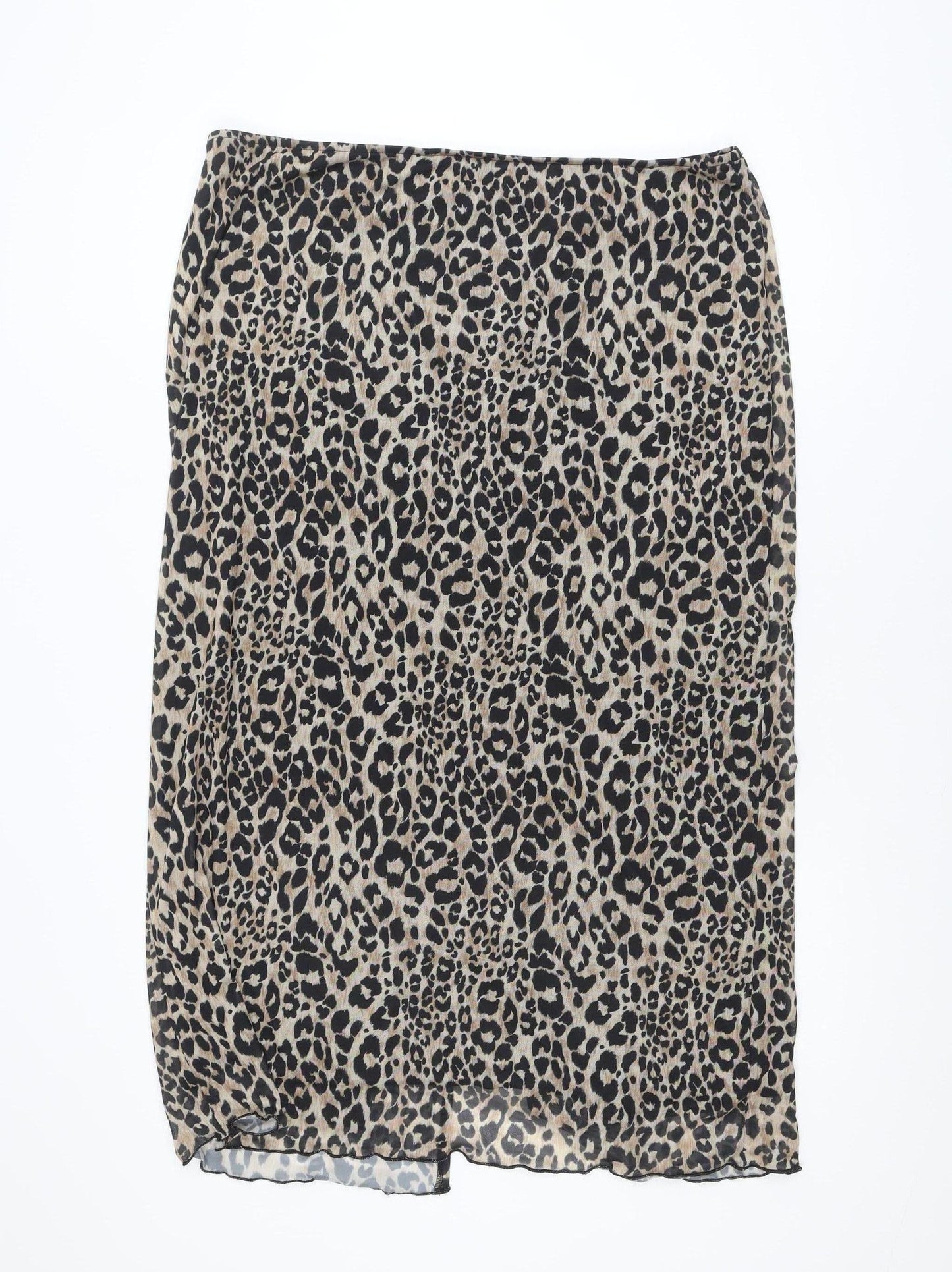 Primark Women Brown Leopard Print Midi Pencil Skirt XL