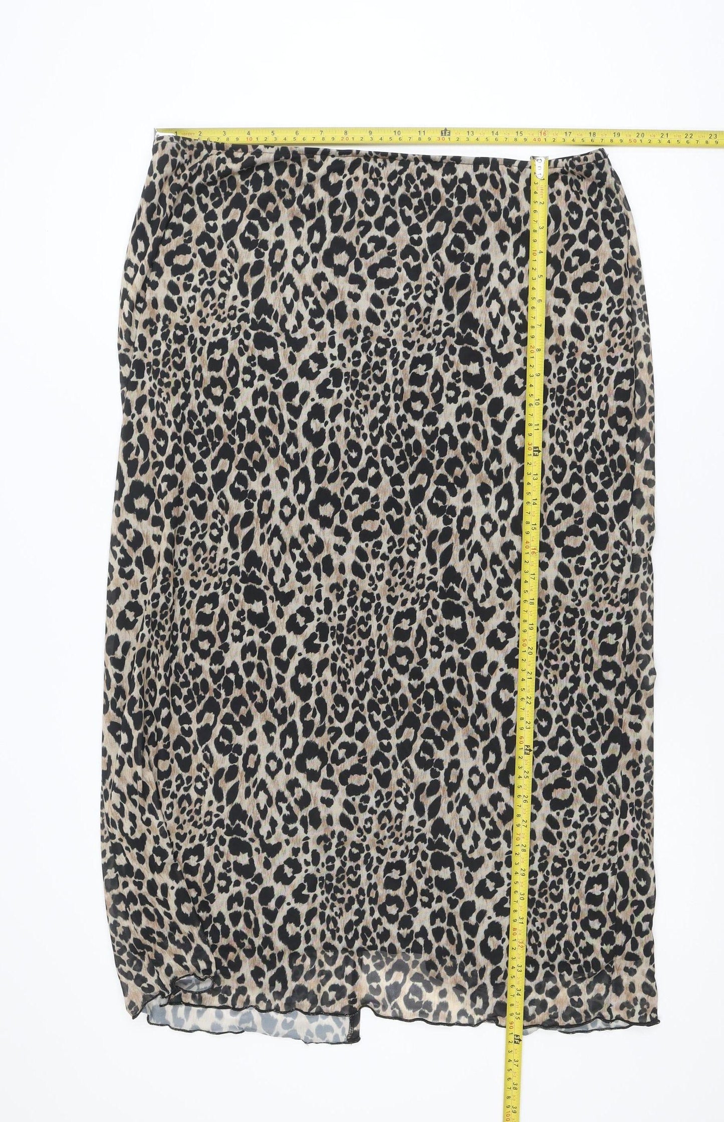 Primark Women Brown Leopard Print Midi Pencil Skirt XL
