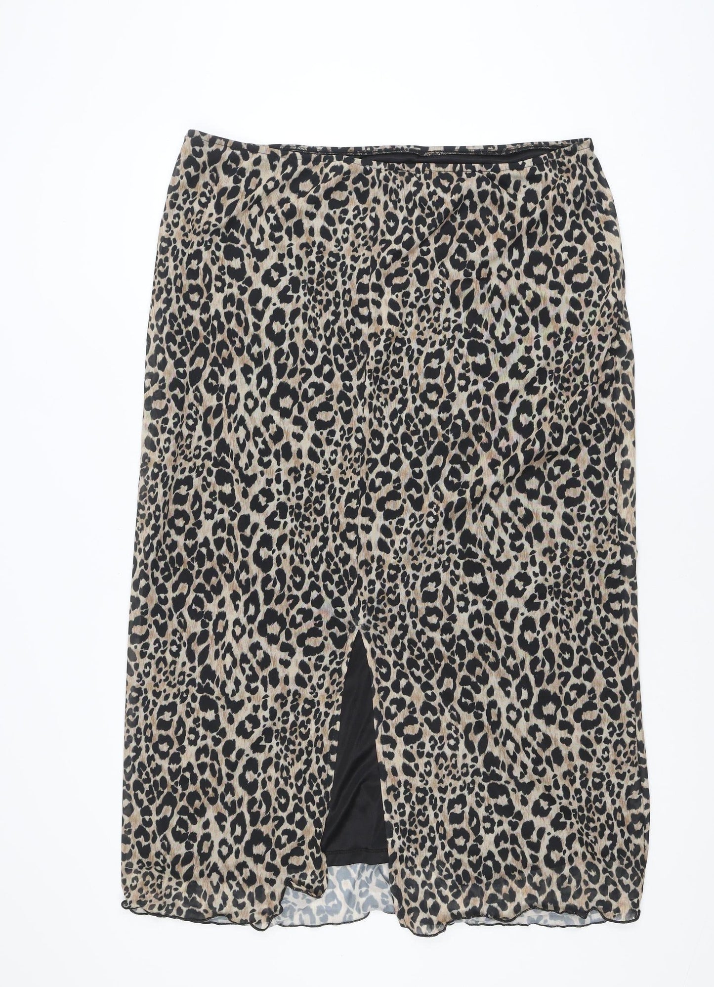 Primark Women Brown Leopard Print Midi Pencil Skirt XL