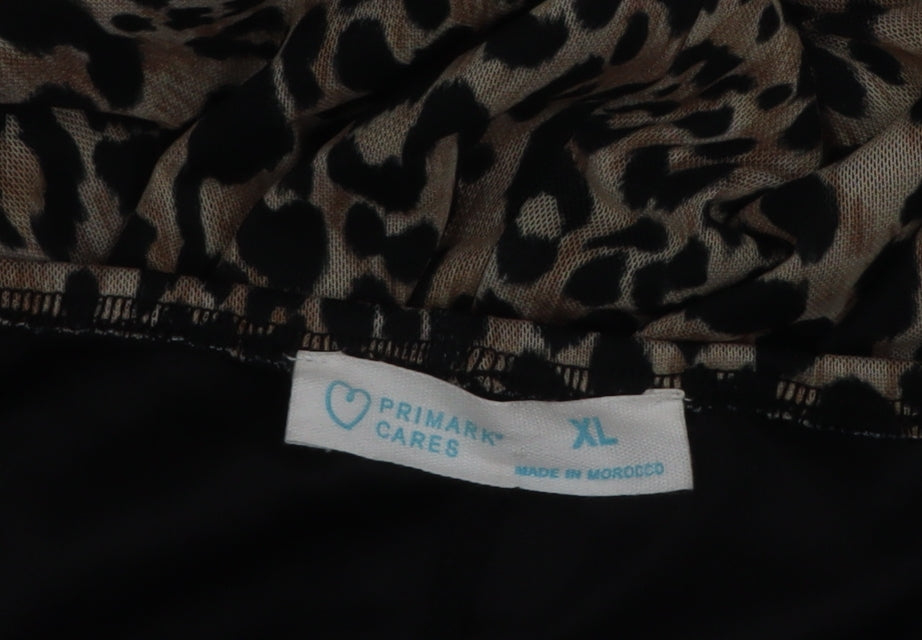 Primark Women Brown Leopard Print Midi Pencil Skirt XL