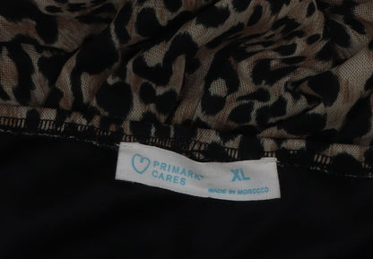 Primark Women Brown Leopard Print Midi Pencil Skirt XL