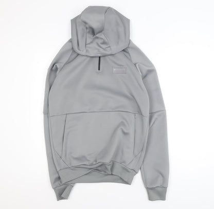 McKenzie Men's Grey 1/4 Zip Hoodie Pullover Size S Polyester Blend