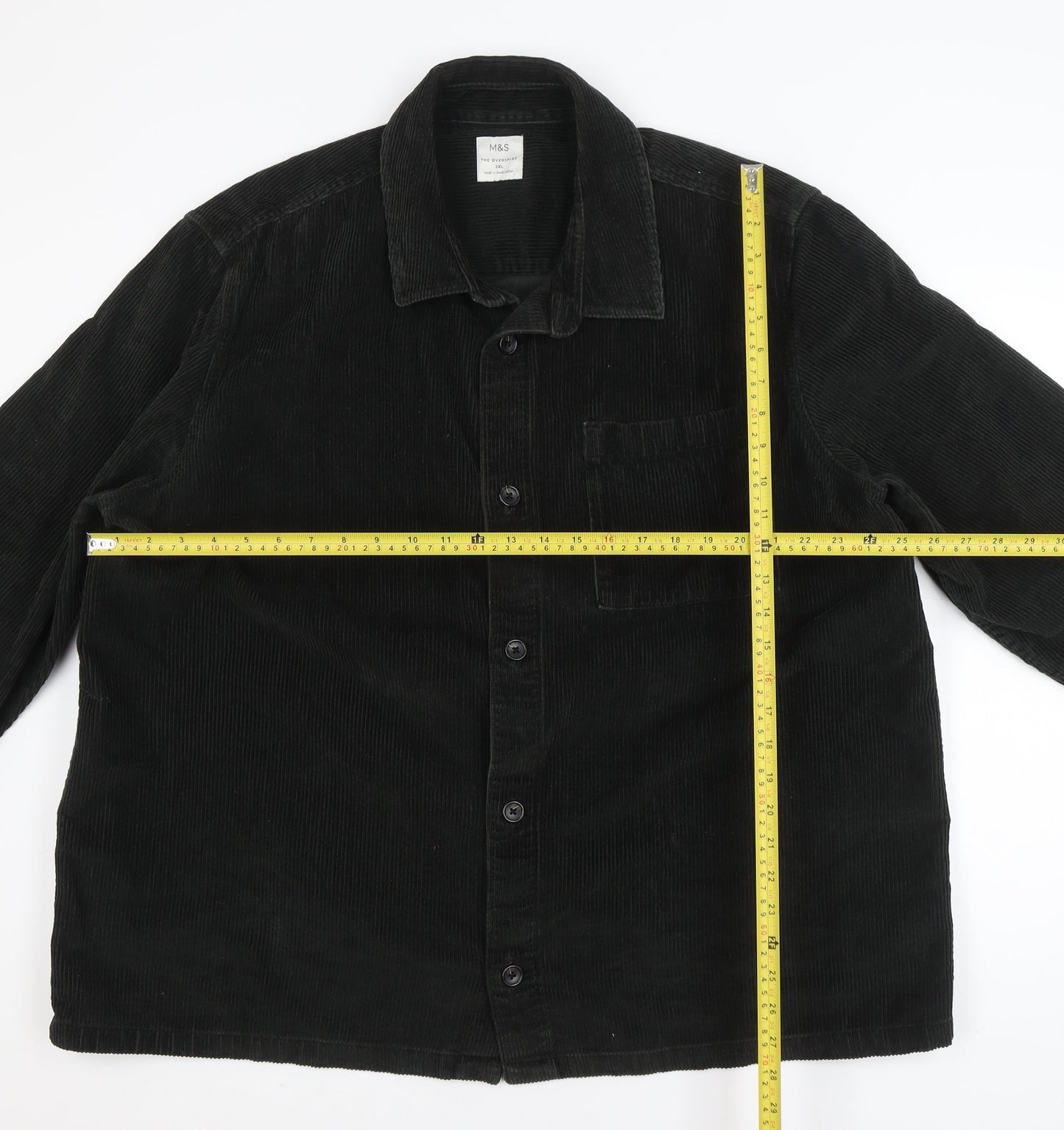 Marks and Spencer Men's Black Corduroy Overshirt Jacket 3XL