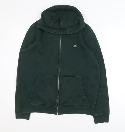 Lacoste Men's Green Full Zip Hoodie Size L Logo Cotton Blend