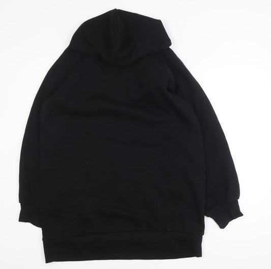 Collusion Women Black Pullover Hoodie UK 10 Polyester Cotton Blend