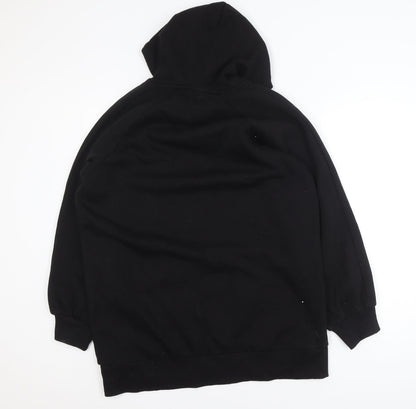 Collusion Women Black Pullover Hoodie UK 10 Polyester Cotton Blend
