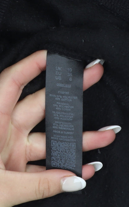 Collusion Women Black Pullover Hoodie UK 10 Polyester Cotton Blend