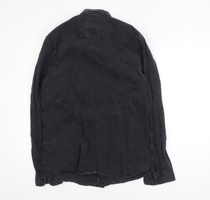 Denim Co. Women's Black Cotton Button-Up Long Sleeve Shirt M