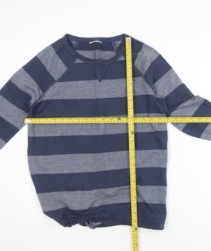 Next Men's Blue Striped Cotton Blend Pullover Jumper Medium