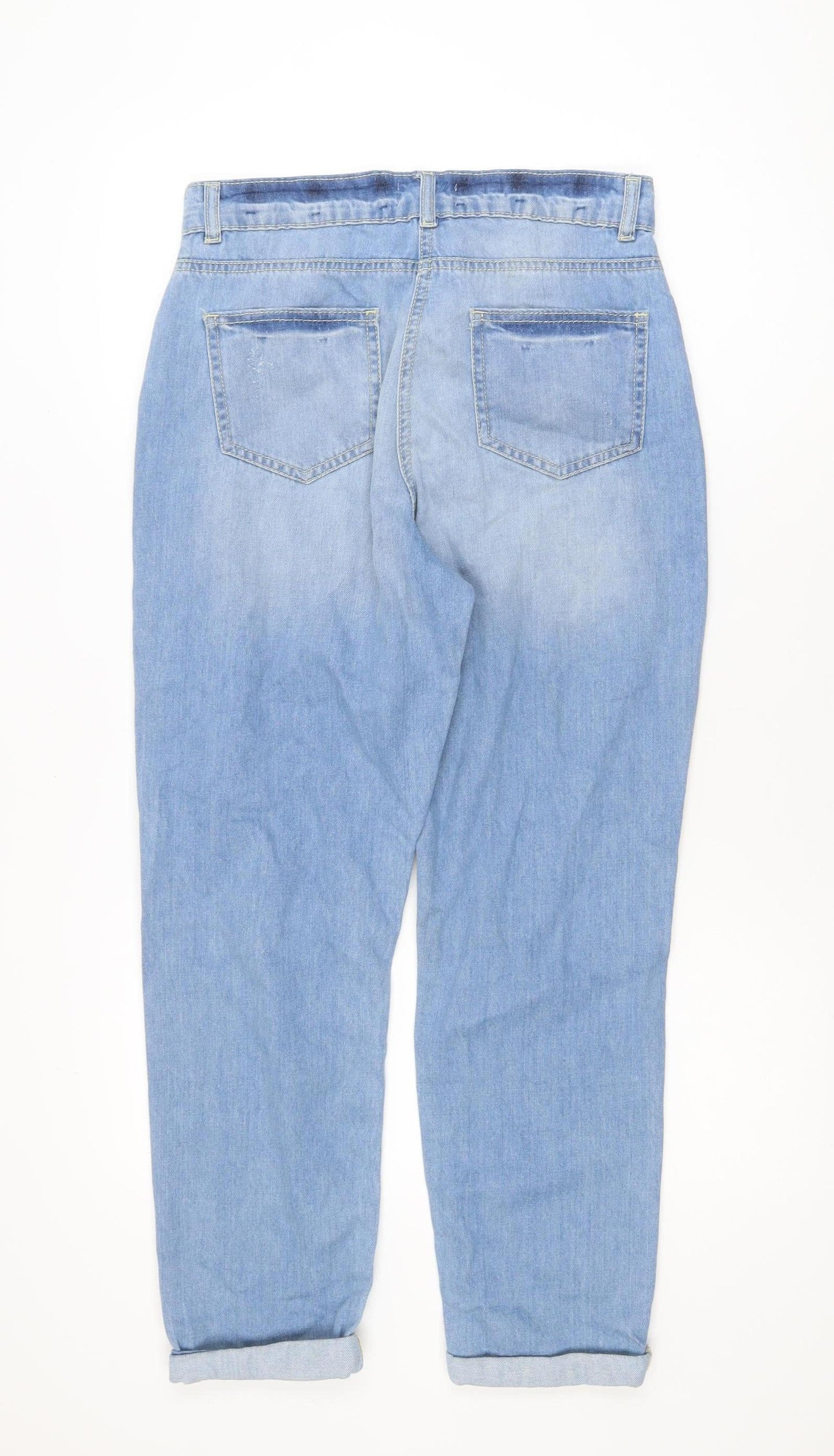 Quiz Women's Blue Distressed Boyfriend Jeans Size 8