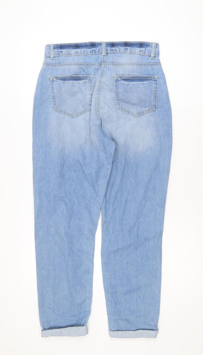 Quiz Women's Blue Distressed Boyfriend Jeans Size 8