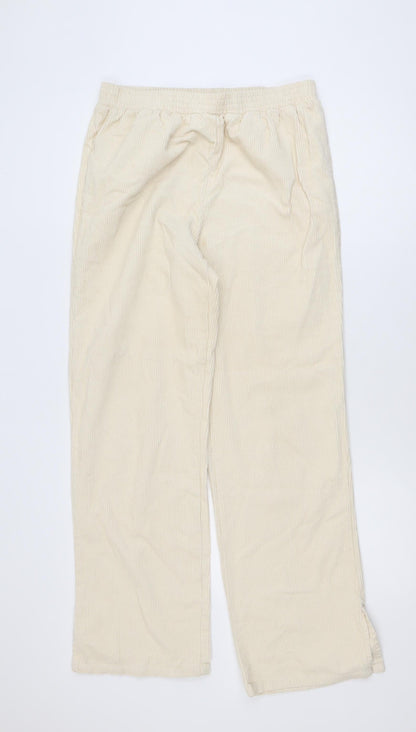 Primark Women Beige Corduroy Straight Trousers Size 12