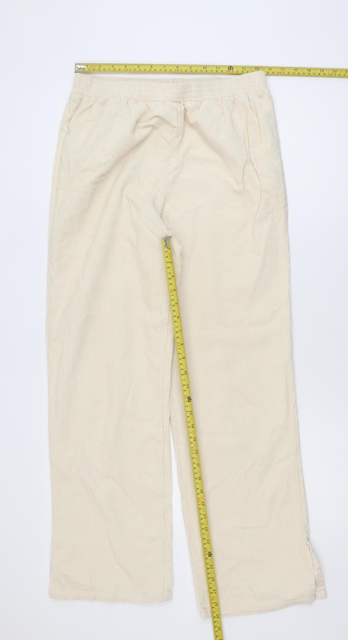 Primark Women Beige Corduroy Straight Trousers Size 12