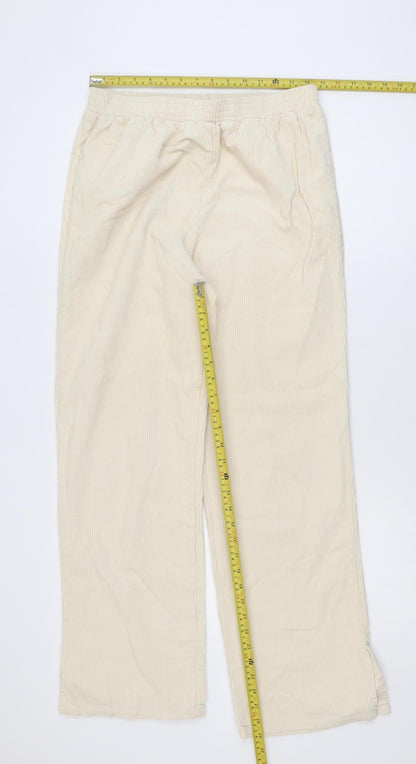 Primark Women Beige Corduroy Straight Trousers Size 12