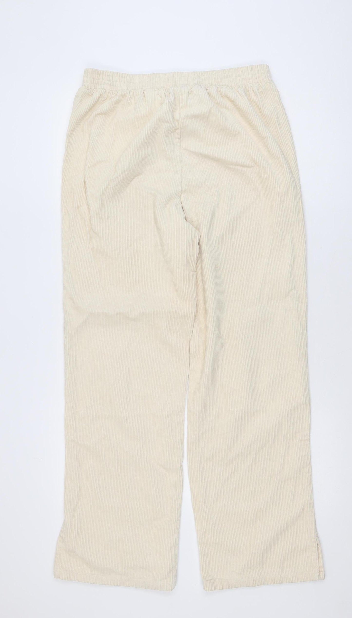 Primark Women Beige Corduroy Straight Trousers Size 12