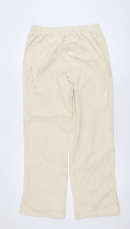 Primark Women Beige Corduroy Straight Trousers Size 12