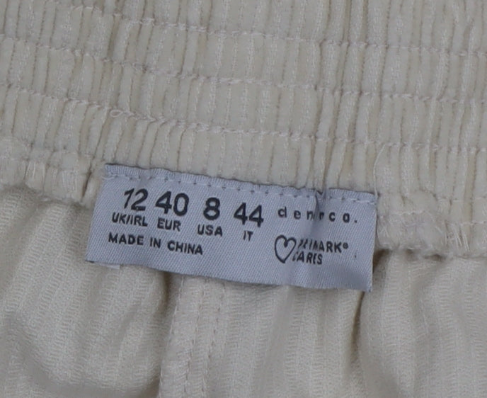Primark Women Beige Corduroy Straight Trousers Size 12