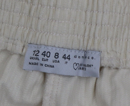 Primark Women Beige Corduroy Straight Trousers Size 12