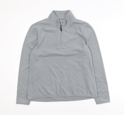 Crane Women Grey 1/4 Zip Fleece Jacket Size 12 Regular Fit