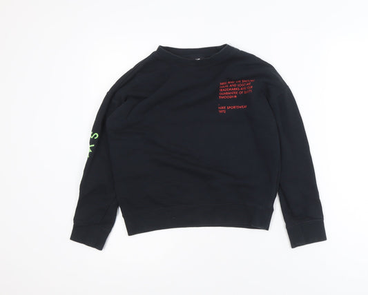 Nike Boys Black Graphic Pullover Sweatshirt Size Small 128-137cm