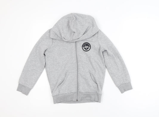 Hype Boys Grey Full Zip Hoodie Size 7 Years Cotton Blend Casual