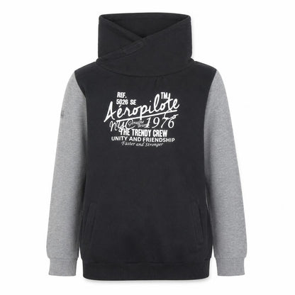 Aeropilote Teens Black Grey High Neck Pullover Sweatshirt 14 Plus