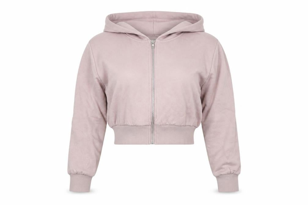 H&M Divided Womens Pink XS Cropped Hooded Full Zip Basic Jacket