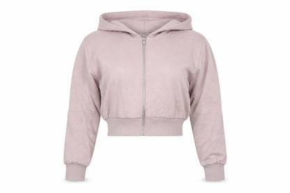 H&M Divided Womens Pink XS Cropped Hooded Full Zip Basic Jacket