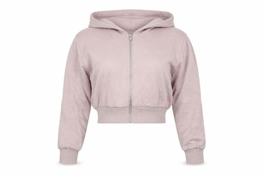 H&M Divided Womens Pink XS Cropped Hooded Full Zip Basic Jacket