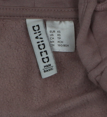 H&M Divided Womens Pink XS Cropped Hooded Full Zip Basic Jacket