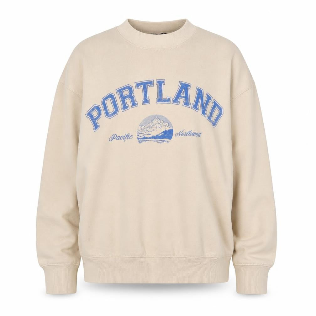 Nasty Gal Womens Beige Portland Graphic Pullover Sweatshirt M