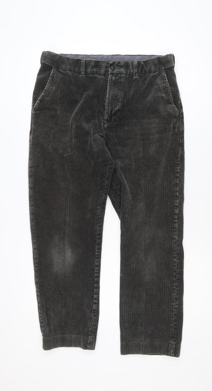 Marks and Spencer Men's Grey Corduroy Regular Fit Trousers 32W 29L