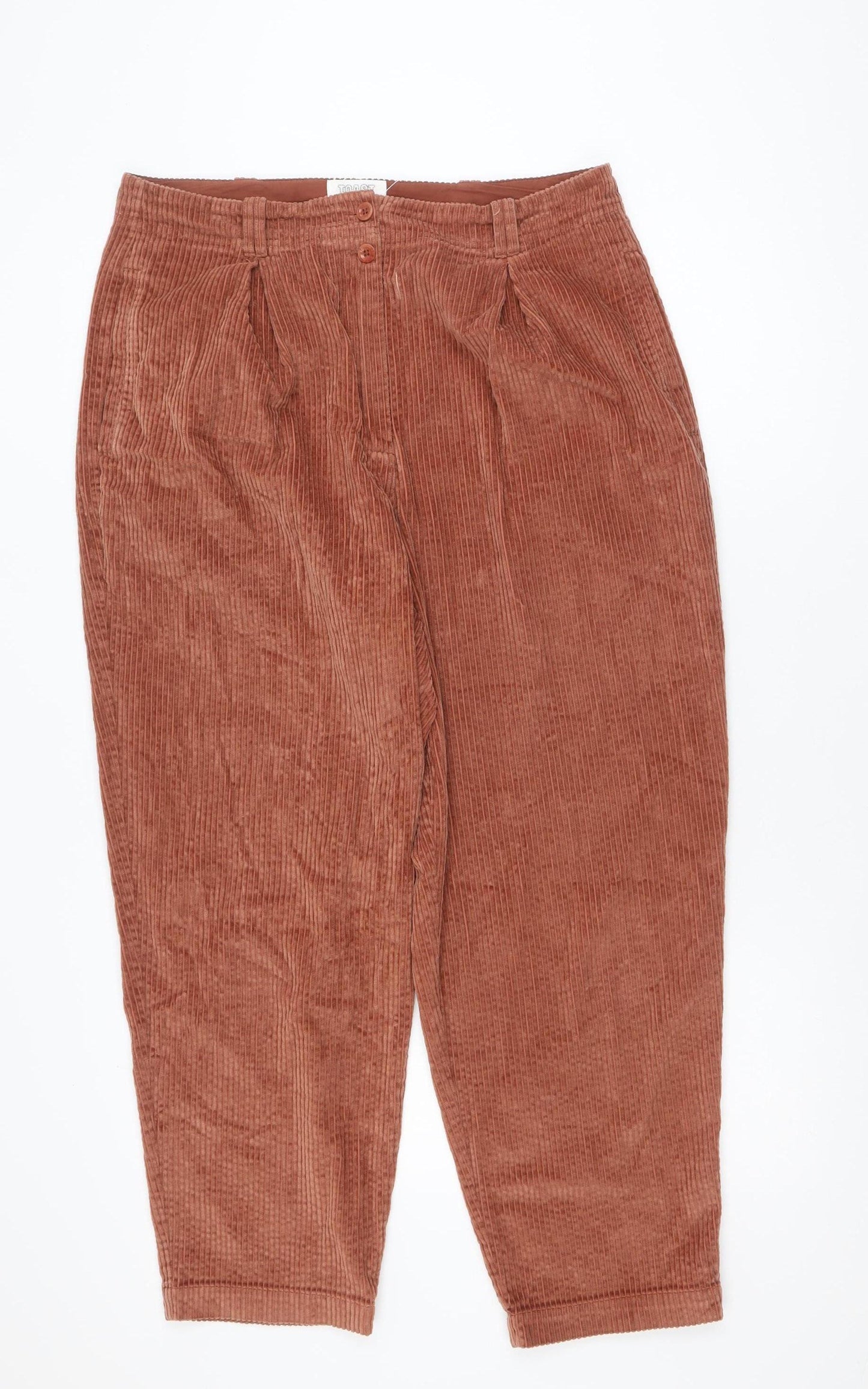 TOAST Men's Brown Corduroy Pleated Relaxed Fit Trousers Size 16