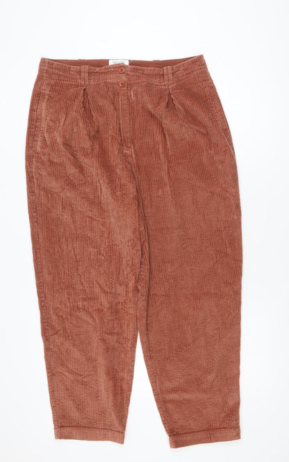 TOAST Men's Brown Corduroy Pleated Relaxed Fit Trousers Size 16