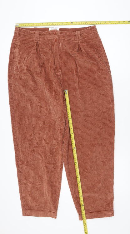 TOAST Men's Brown Corduroy Pleated Relaxed Fit Trousers Size 16