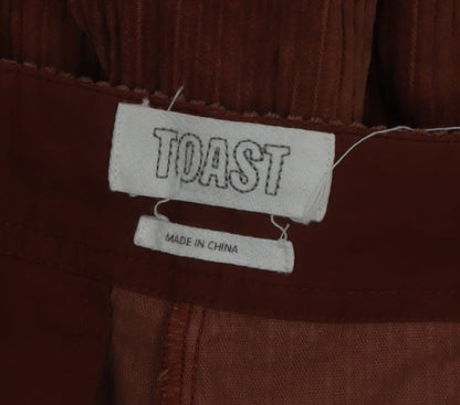 TOAST Men's Brown Corduroy Pleated Relaxed Fit Trousers Size 16