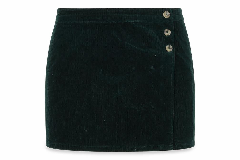 Dorothy Perkins Womens Green Corduroy Mini Skirt UK 12 Button Detail
