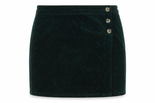Dorothy Perkins Womens Green Corduroy Mini Skirt UK 12 Button Detail