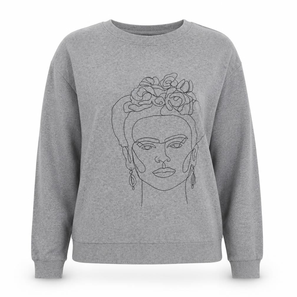 Noco 51 Women Grey L Pullover Sweatshirt Graphic Cotton Blend