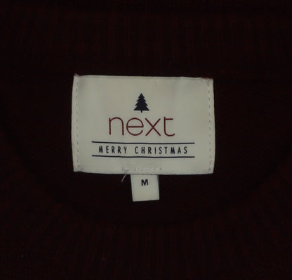 Next Women Burgundy Christmas Polar Bear Pullover Sweatshirt M