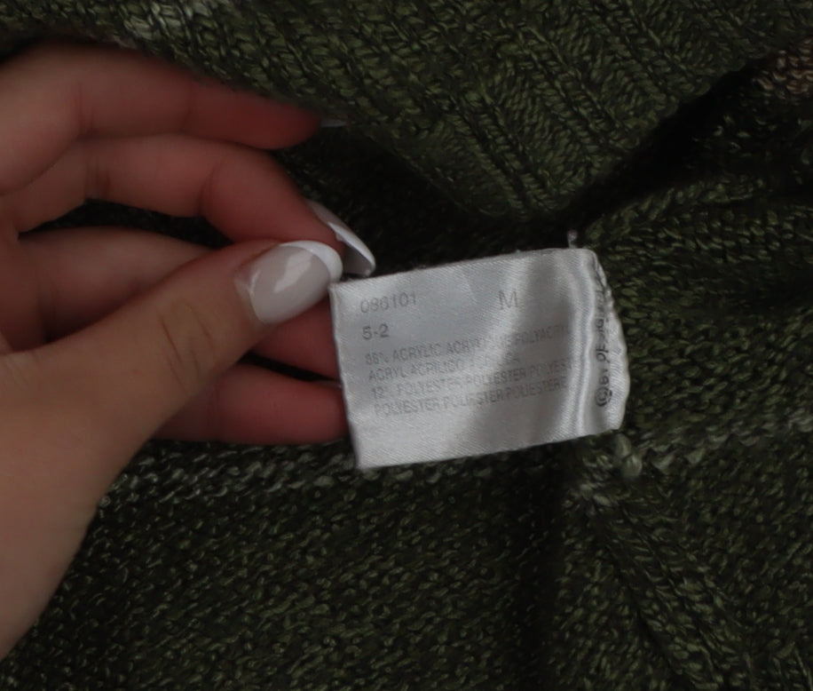 Bonmarche Men's Green Striped Crew Neck Pullover Jumper M